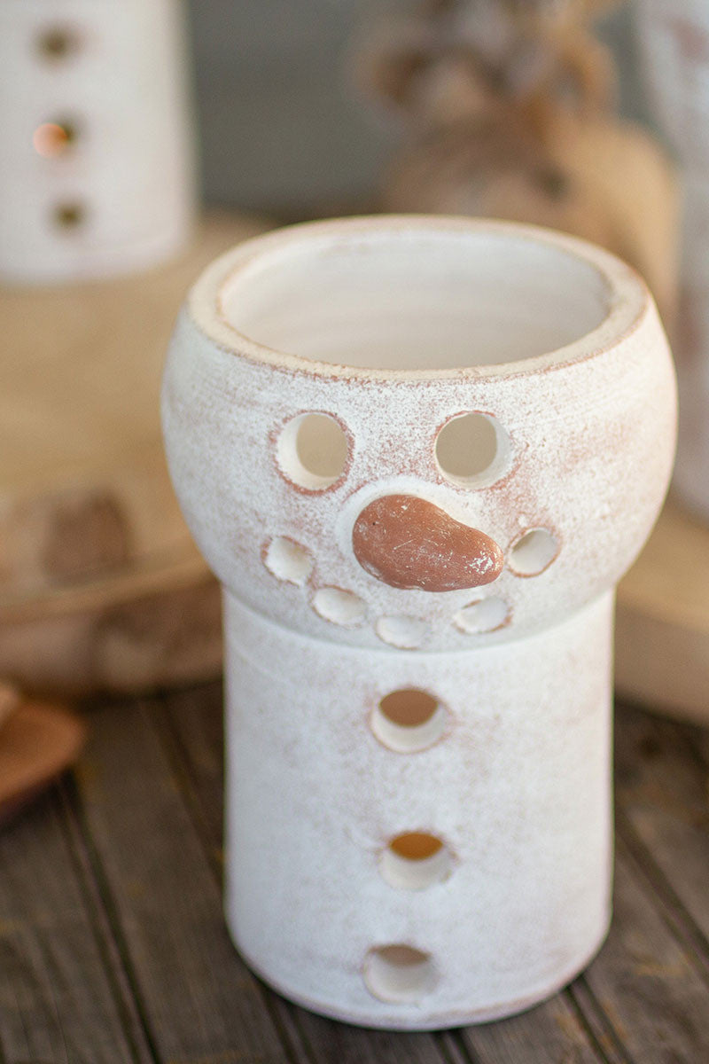 White Clay Snowman Luminary