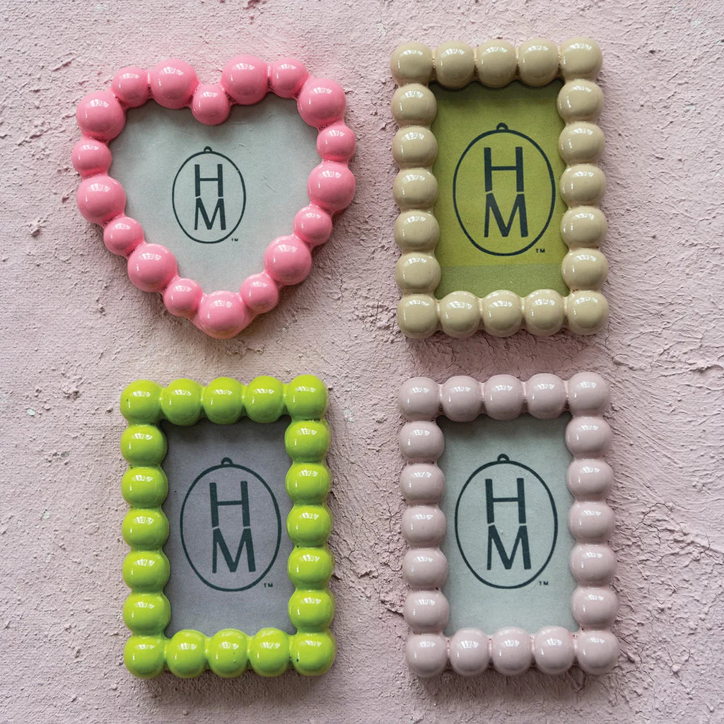 Beaded Resin Heart Photo Frame Magnet