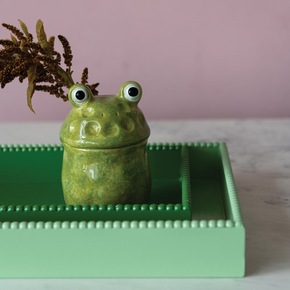 Hand-Painted Ceramic Frog Vase