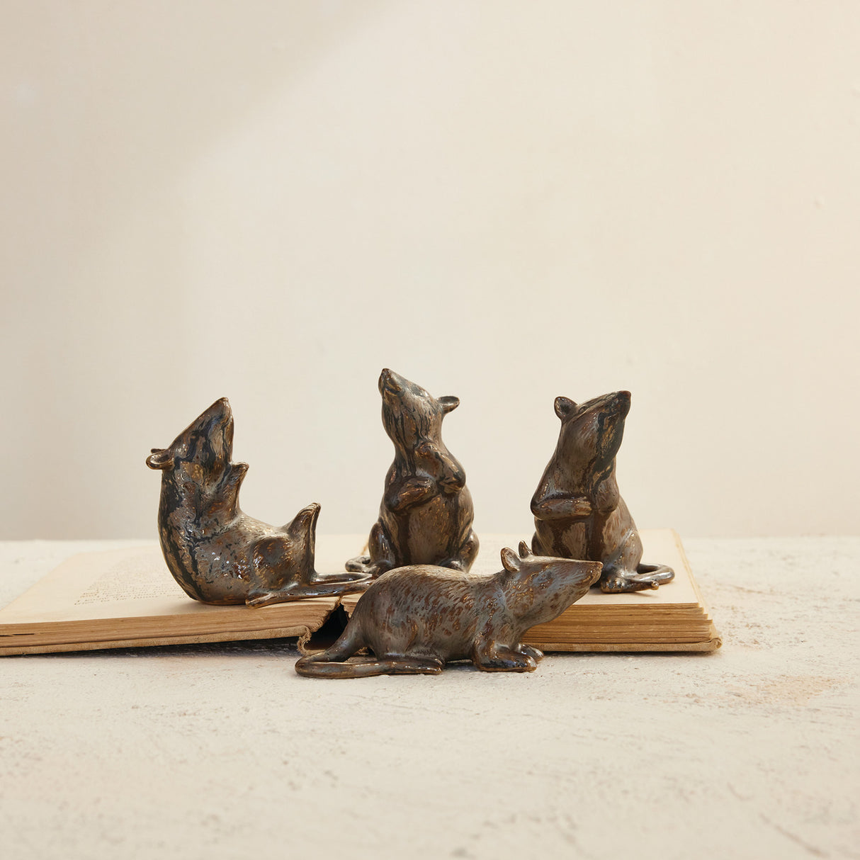 Metallic Glaze Ceramic Rat Figurine | 4 Styles