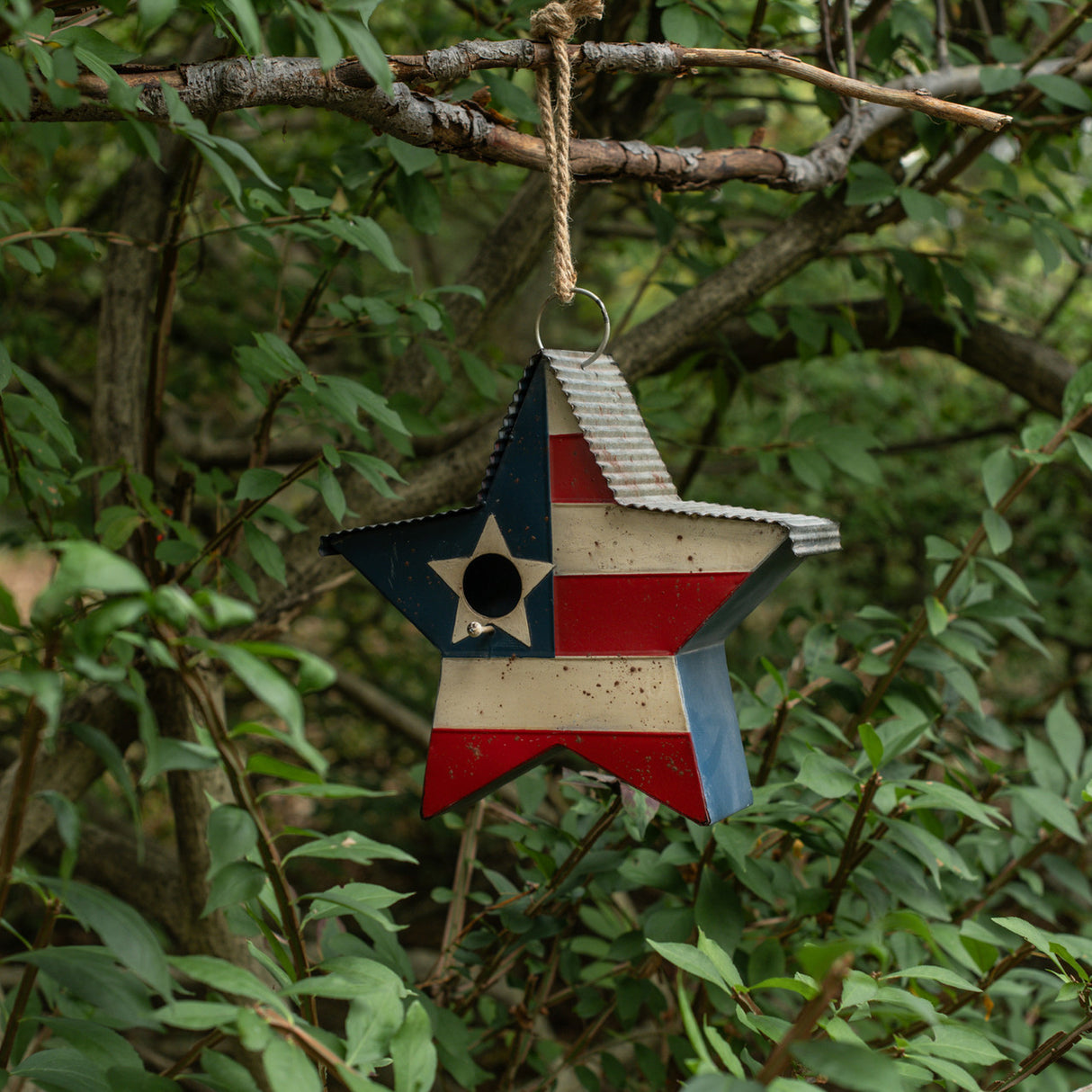 Patriotic Star Hanging Birdhouse