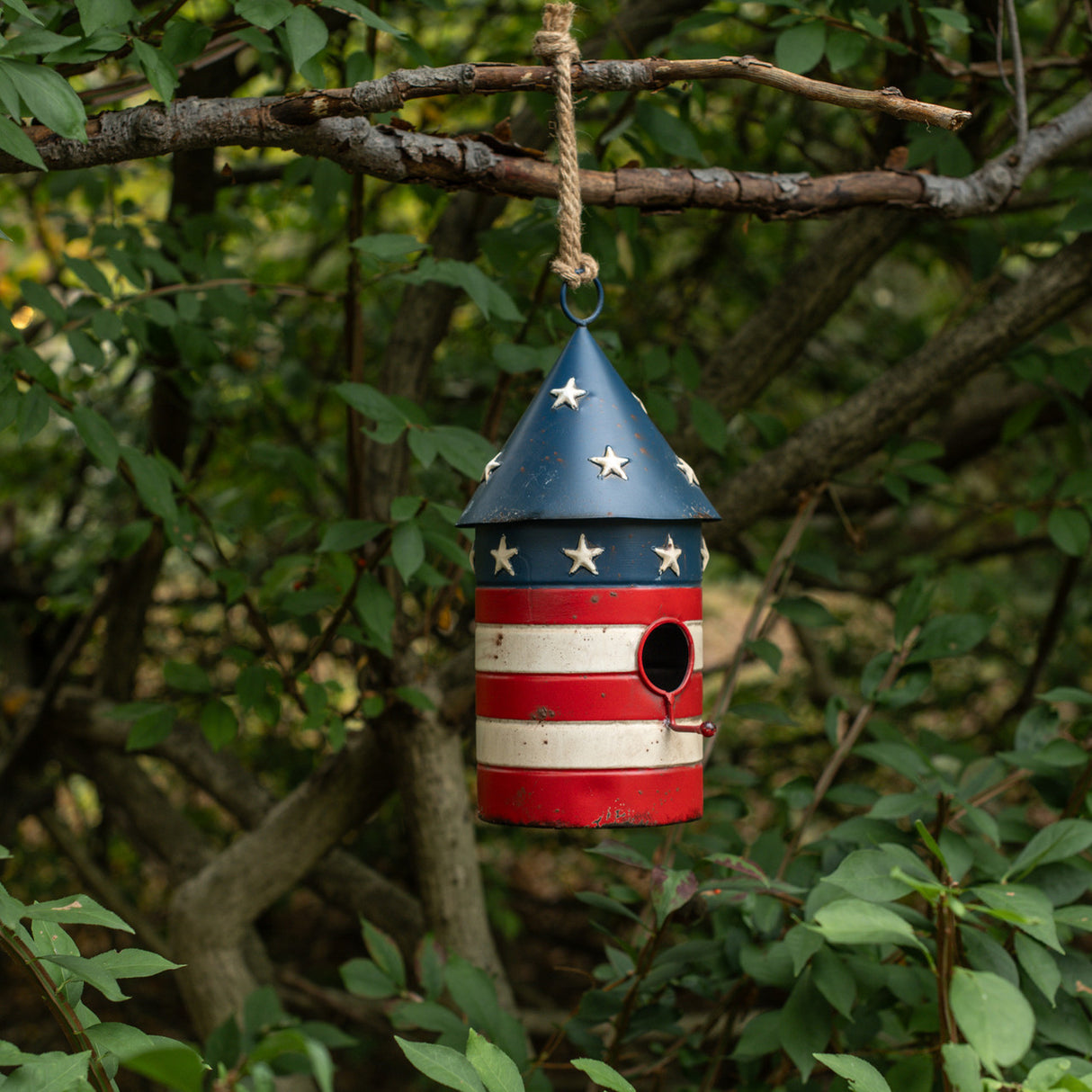 Round Patriotic Hanging Birdhouse