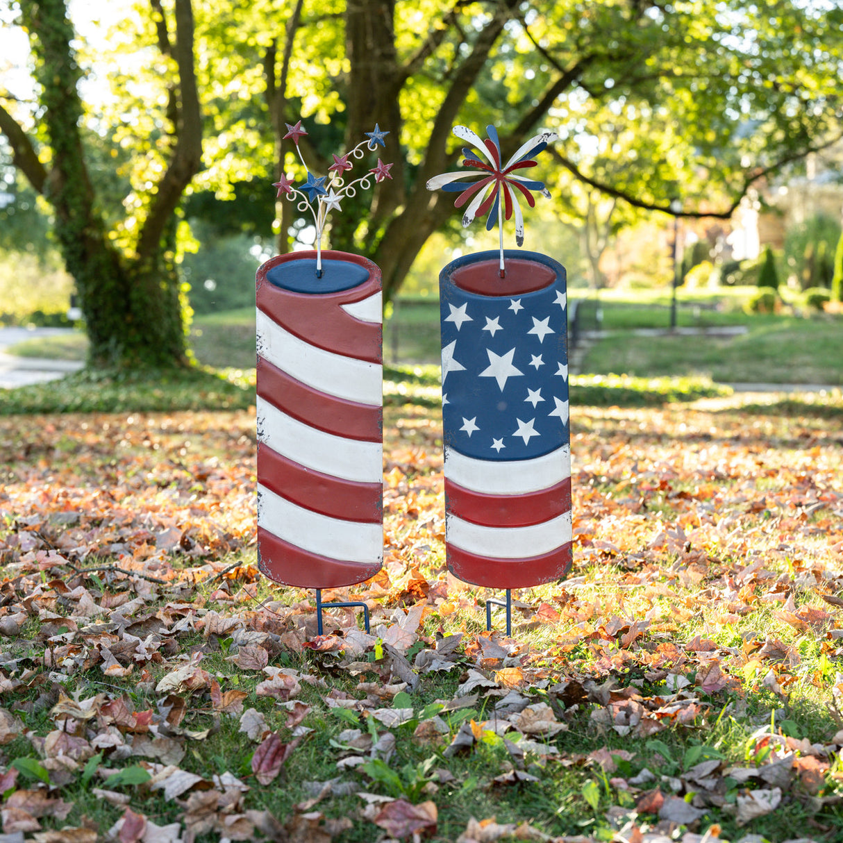 Patriotic Firework Garden Stake