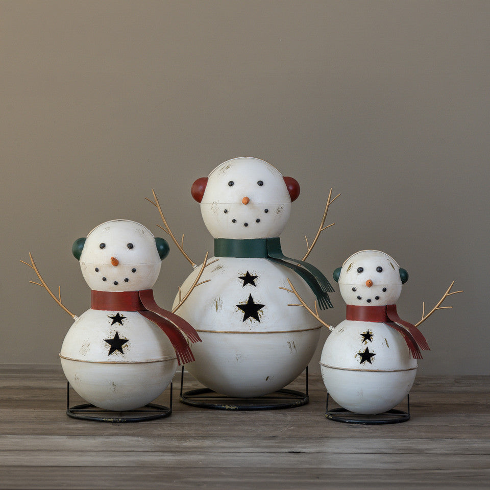 Metal Bell Snowman Figurine