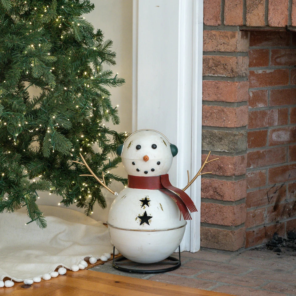 Metal Bell Snowman Figurine