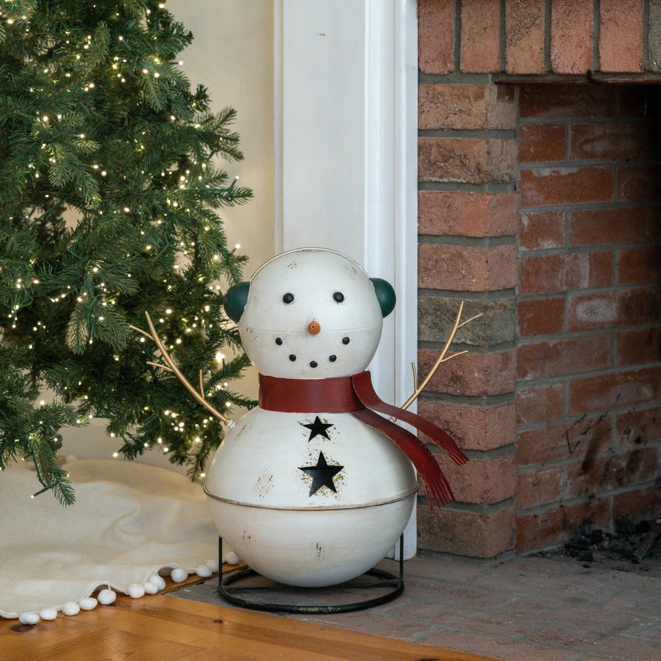 Metal Bell Snowman Figurine