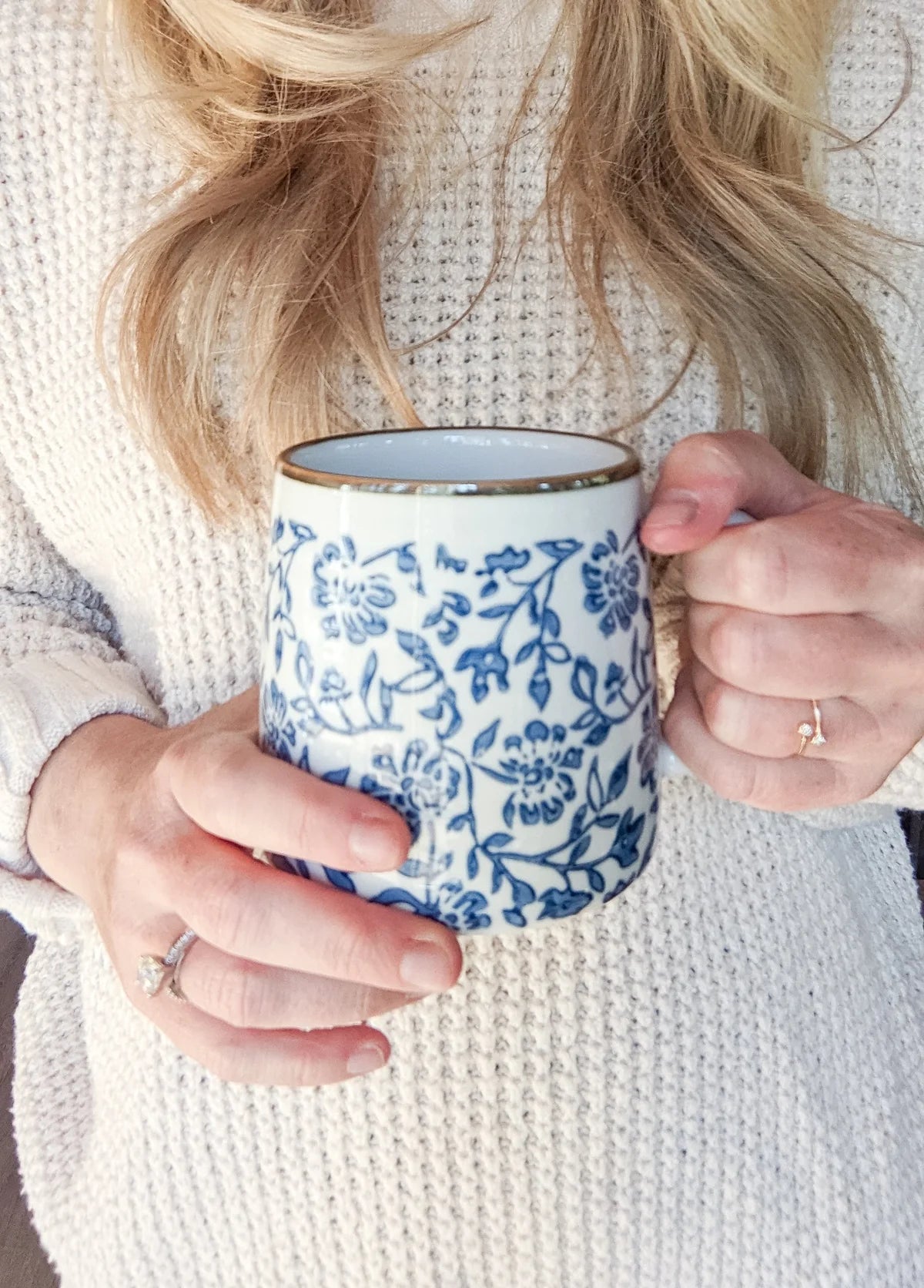 Blue Chinoiserie Hand-Stamped Ceramic Mug