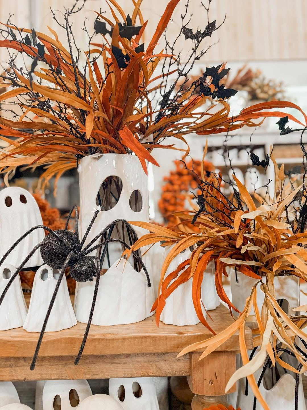 Ceramic Ghost Face Lantern with Metal Handle