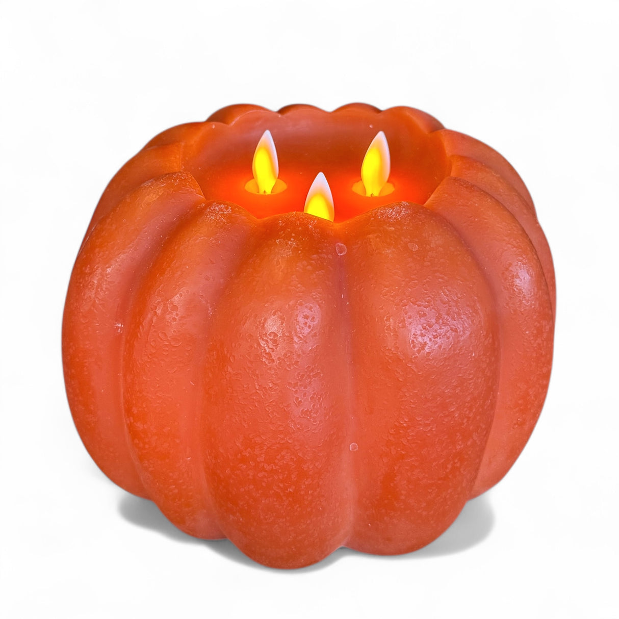 Orange Pumpkin 3-Wick Moving Flame LED Wax Candle
