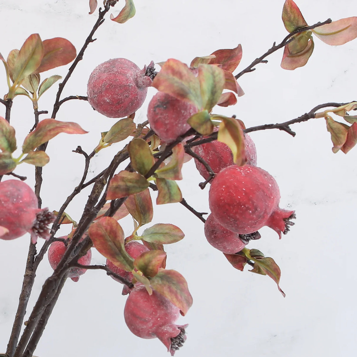 Faux Pomegranate Stem with Leaves