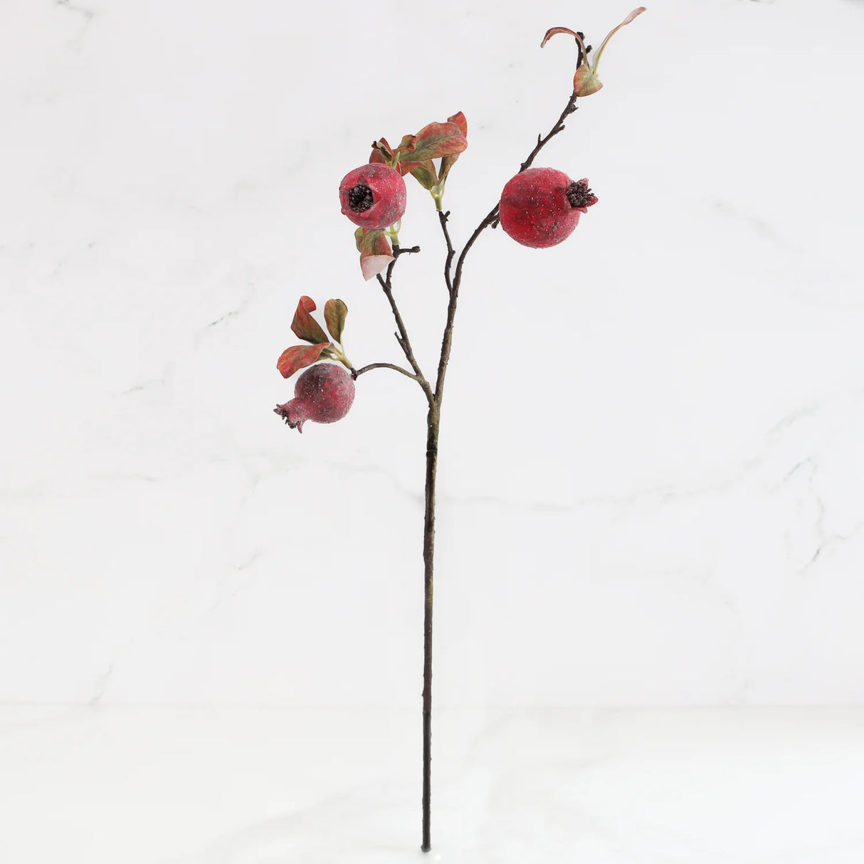 Faux Pomegranate Stem with Leaves