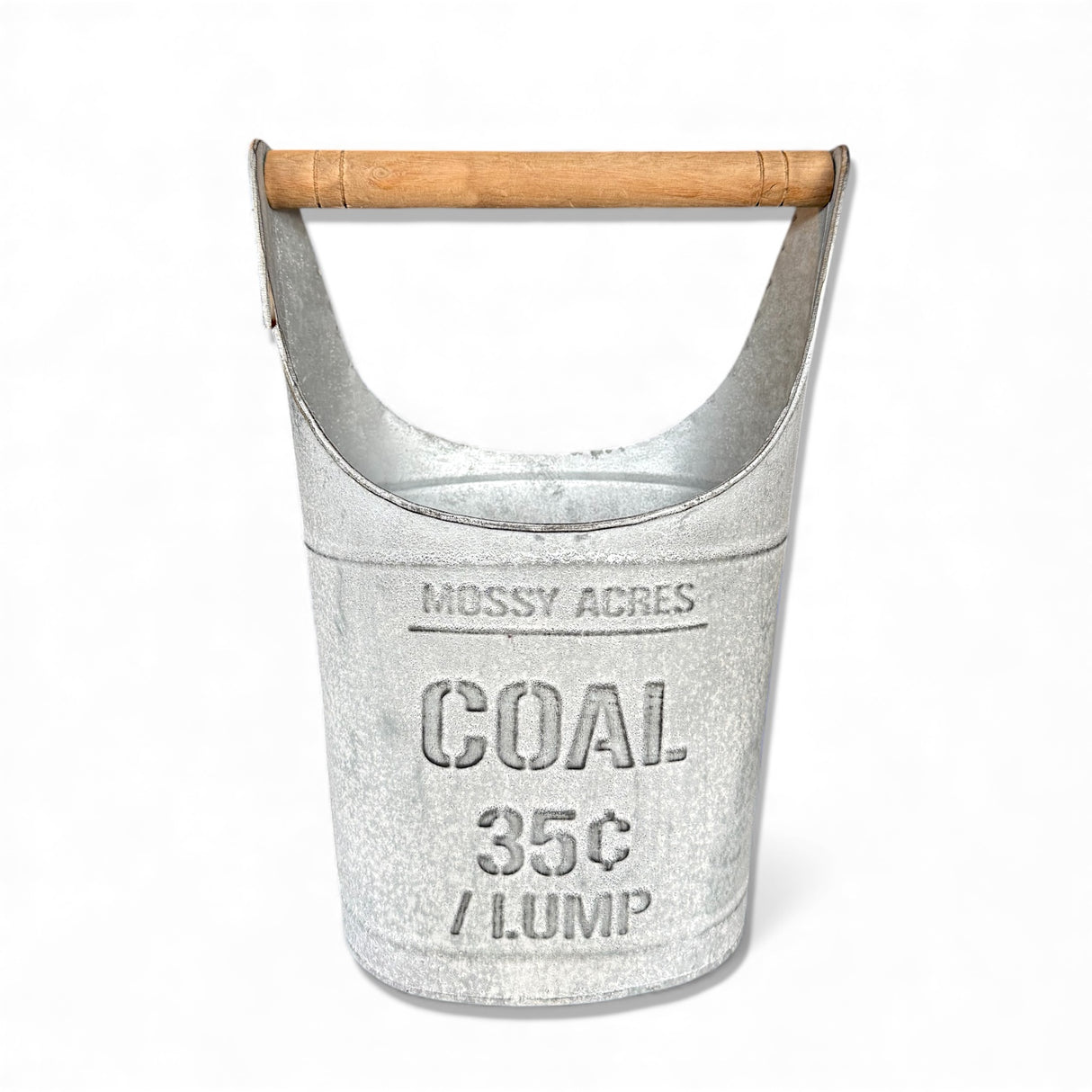Metal Coal Bucket with Wood Handle