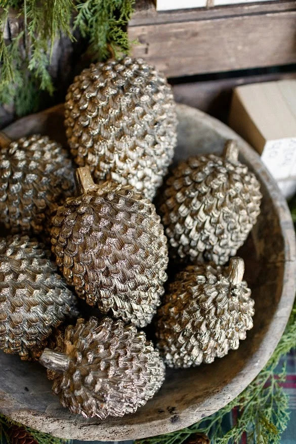 Metallic Gold Ceramic Pinecones