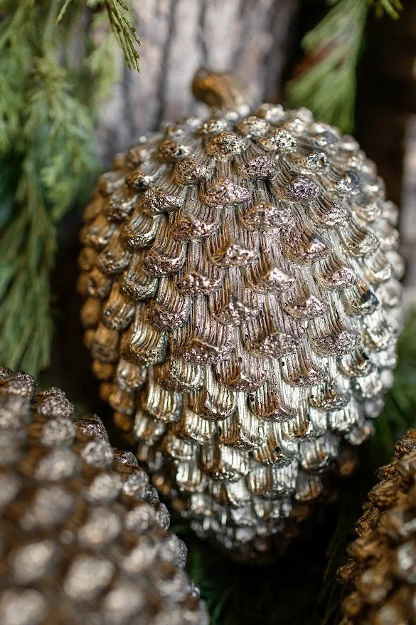Metallic Gold Ceramic Pinecones