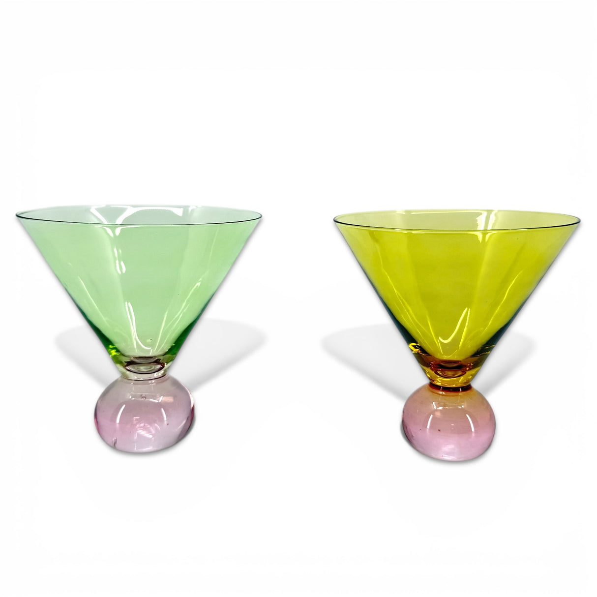 Two Tone Martini Glass with Ball Stem