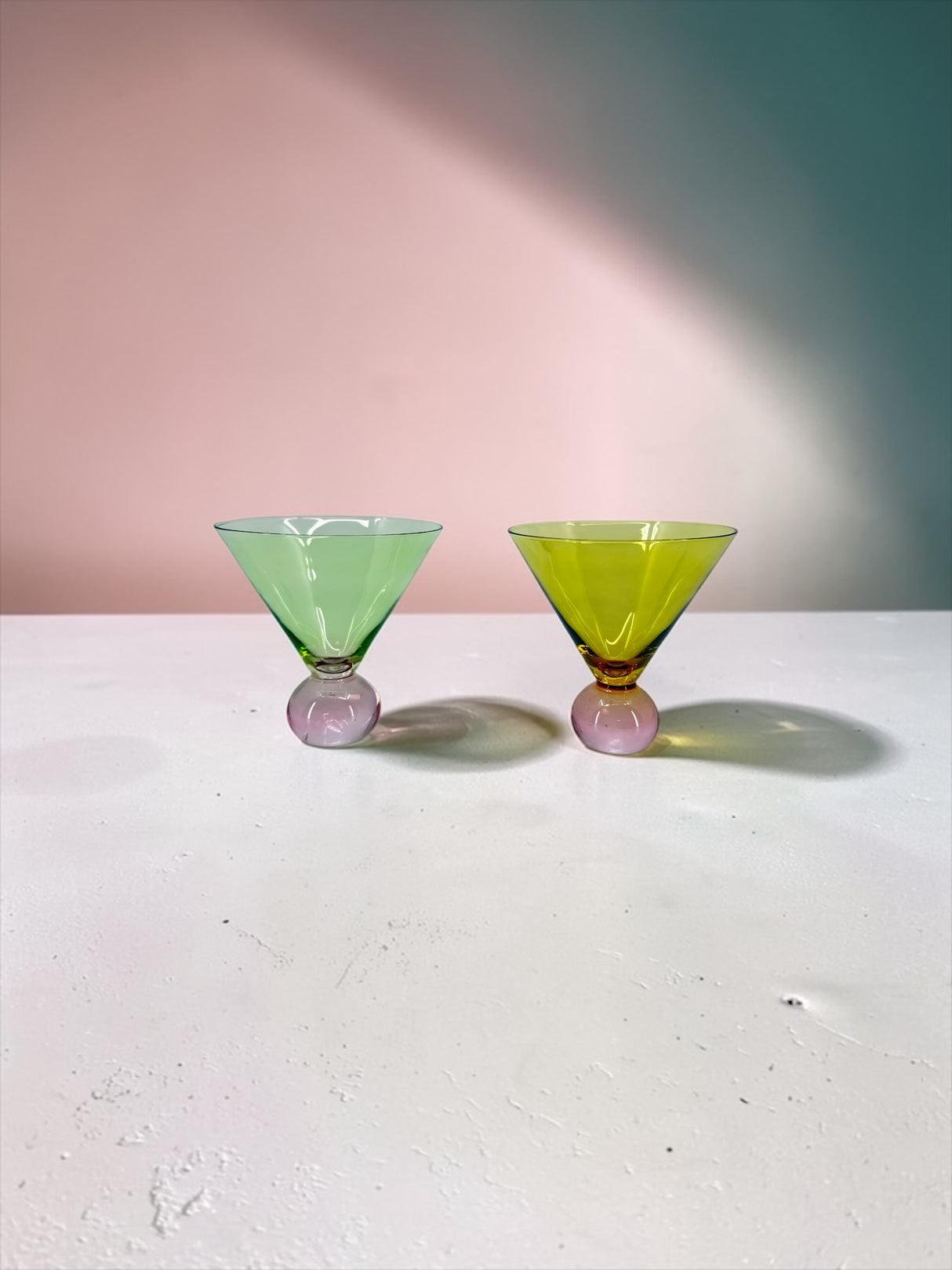 Two Tone Martini Glass with Ball Stem