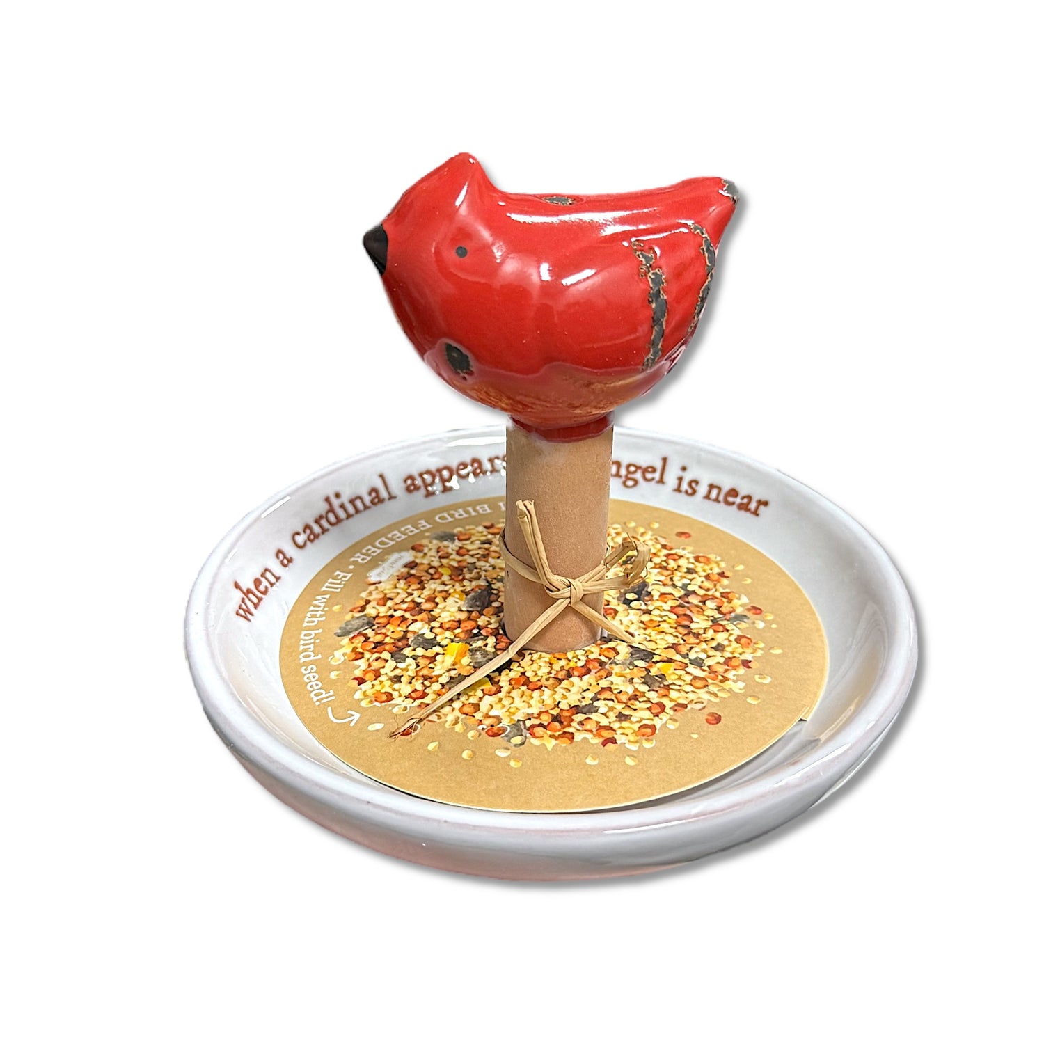 Glazed Terracotta Mini Bird Feeders | Angel, Cardinal, Bluebird