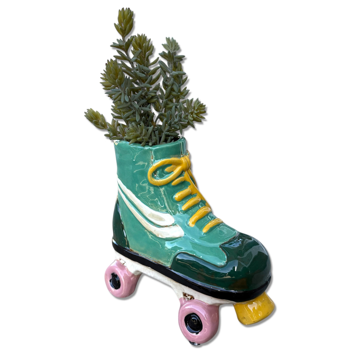 Vintage Roller Skate Ceramic Planter