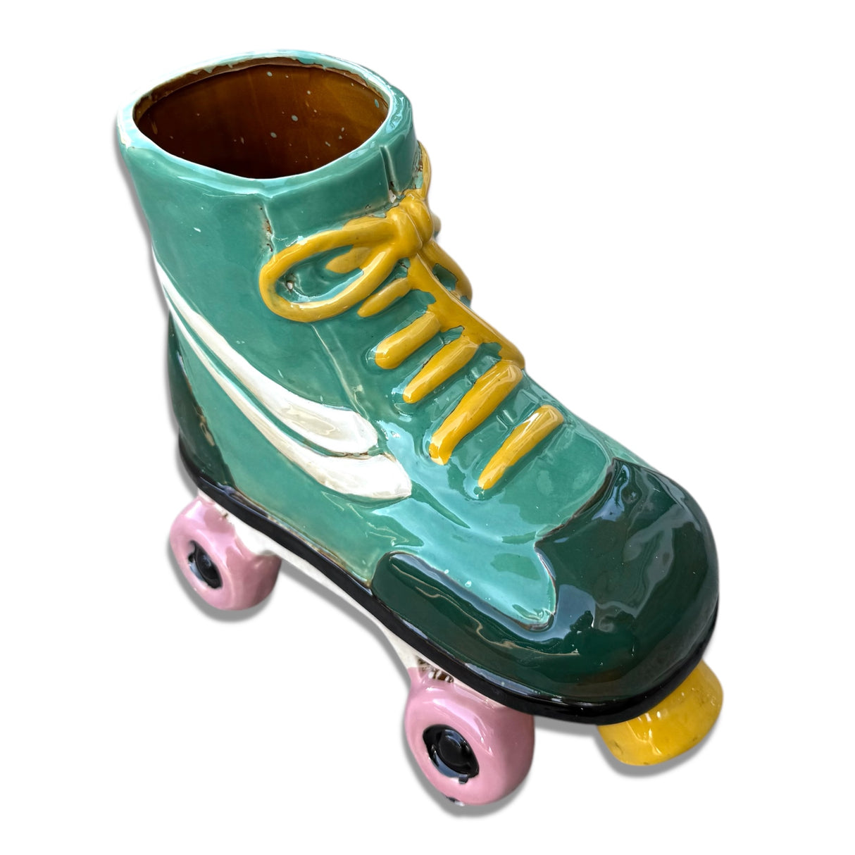Vintage Roller Skate Ceramic Planter