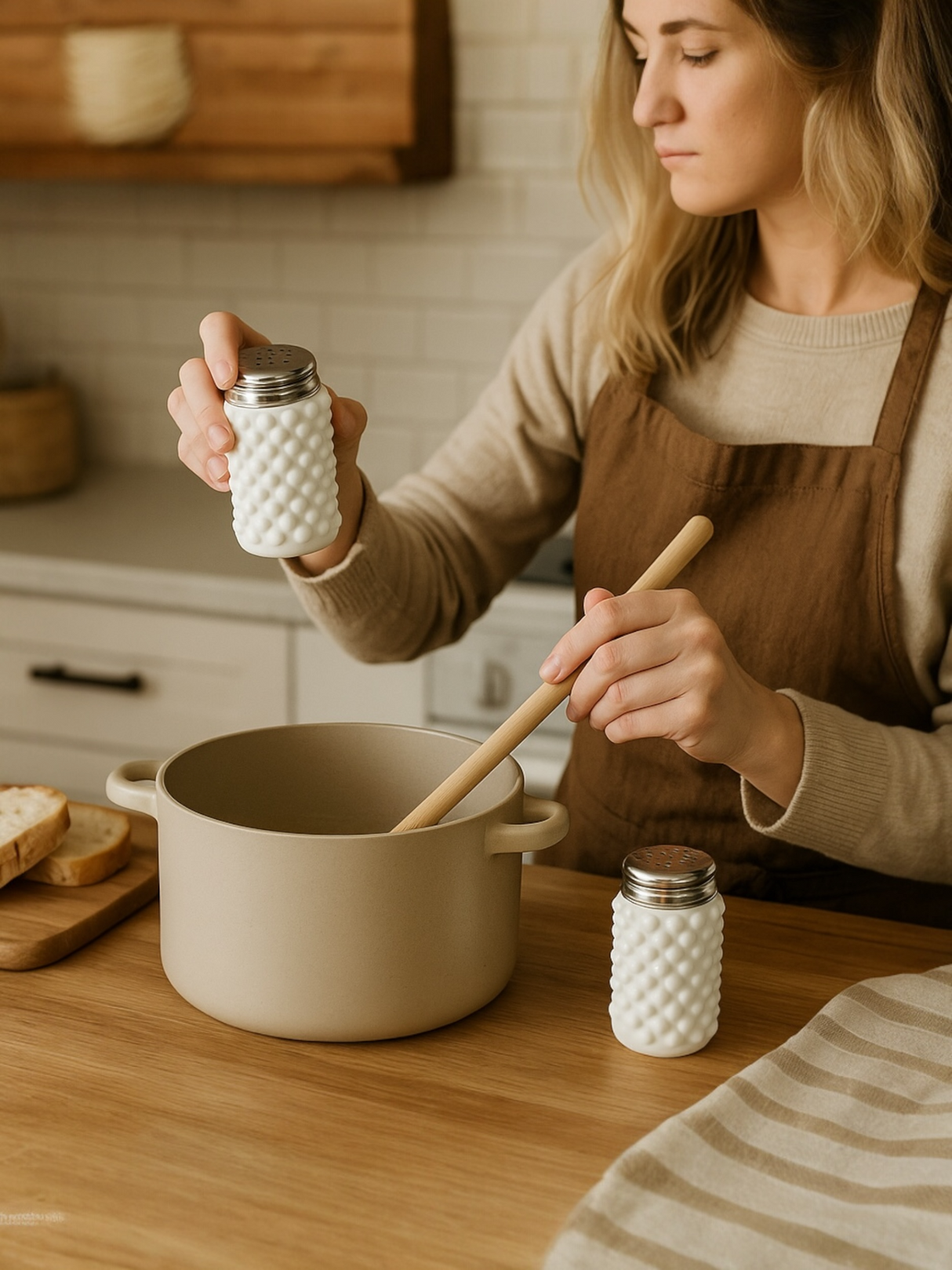 Hobnail Milk Glass Salt and Pepper Shaker Set