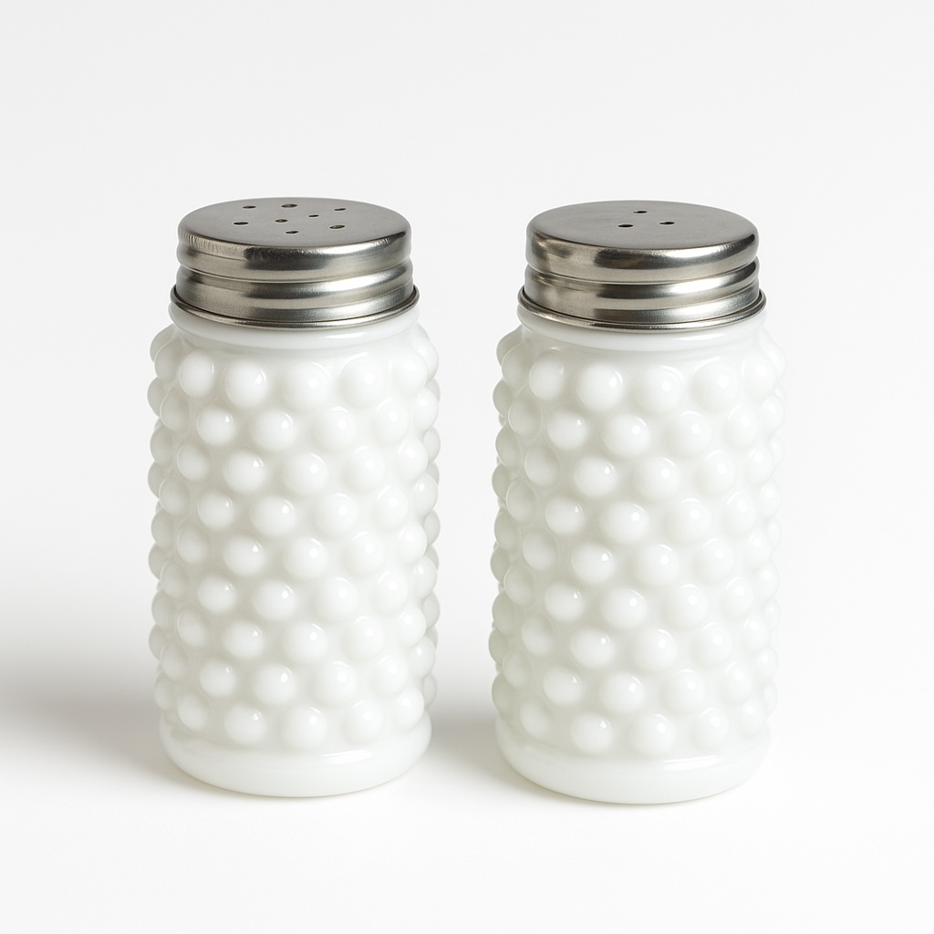 Hobnail Milk Glass Salt and Pepper Shaker Set