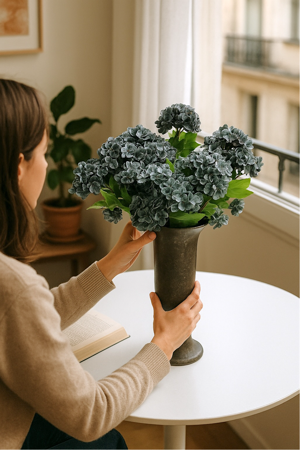 Blue Hydrangea Cluster Stem