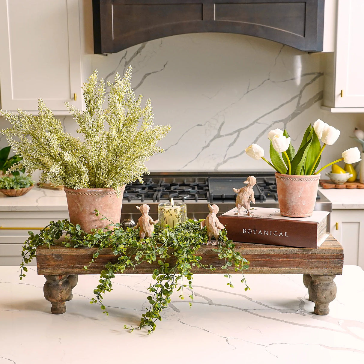 Rustic Long Wood Tabletop Display Pedestal