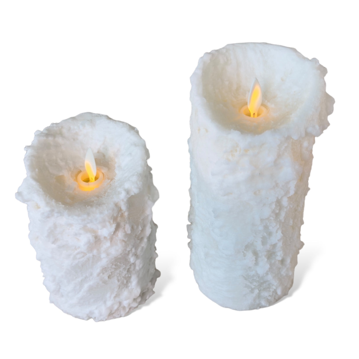 White Snowy Flickering LED Flameless Wax Pillar Candles