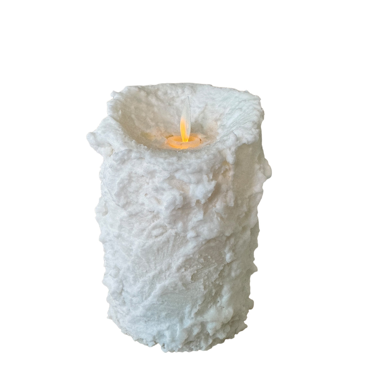 White Snowy Flickering LED Flameless Wax Pillar Candles