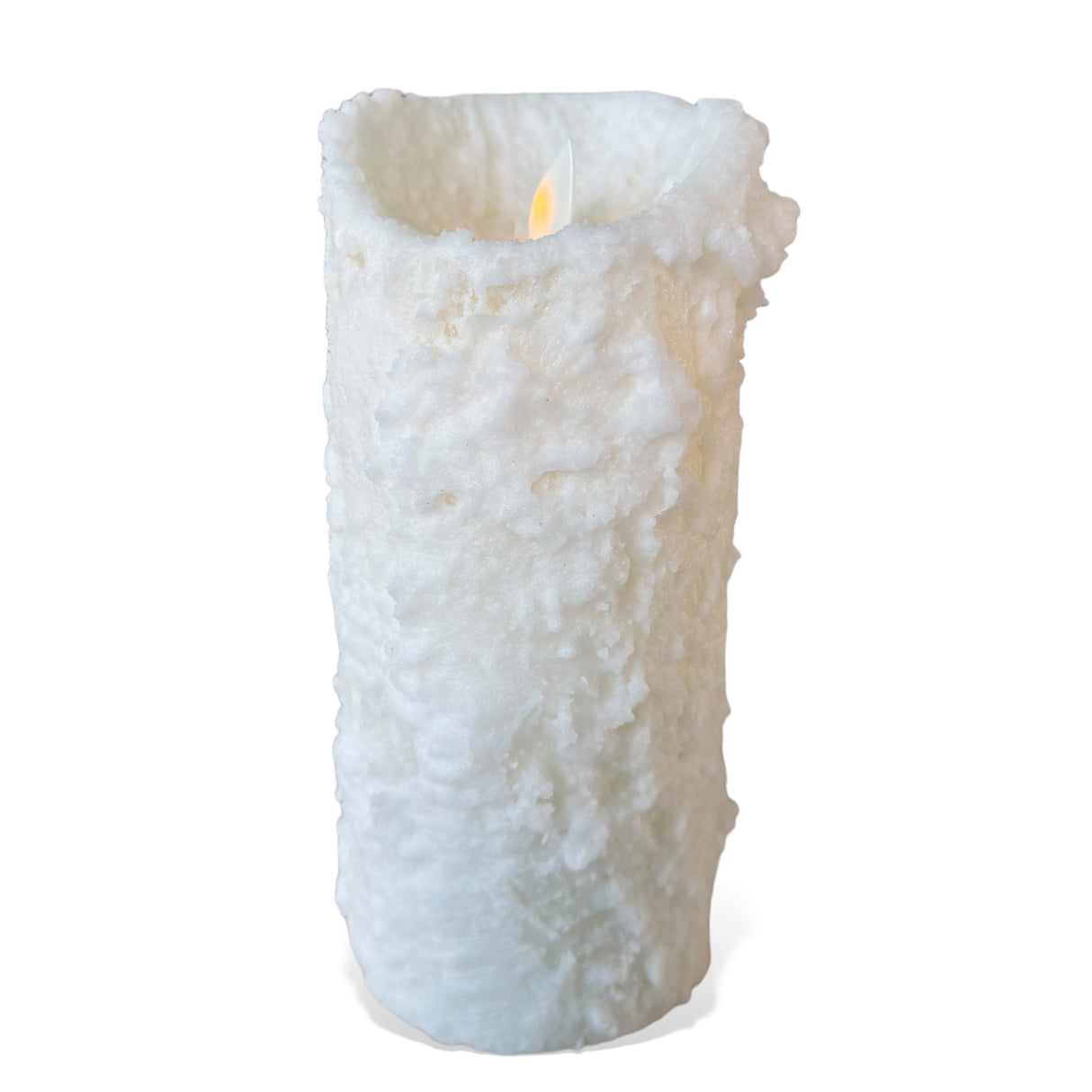 White Snowy Flickering LED Flameless Wax Pillar Candles