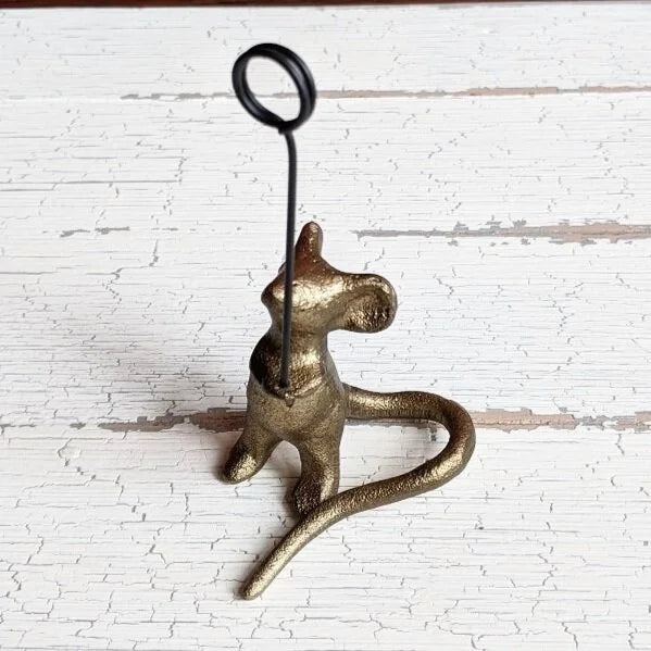 Cast Iron Mouse Card Holder