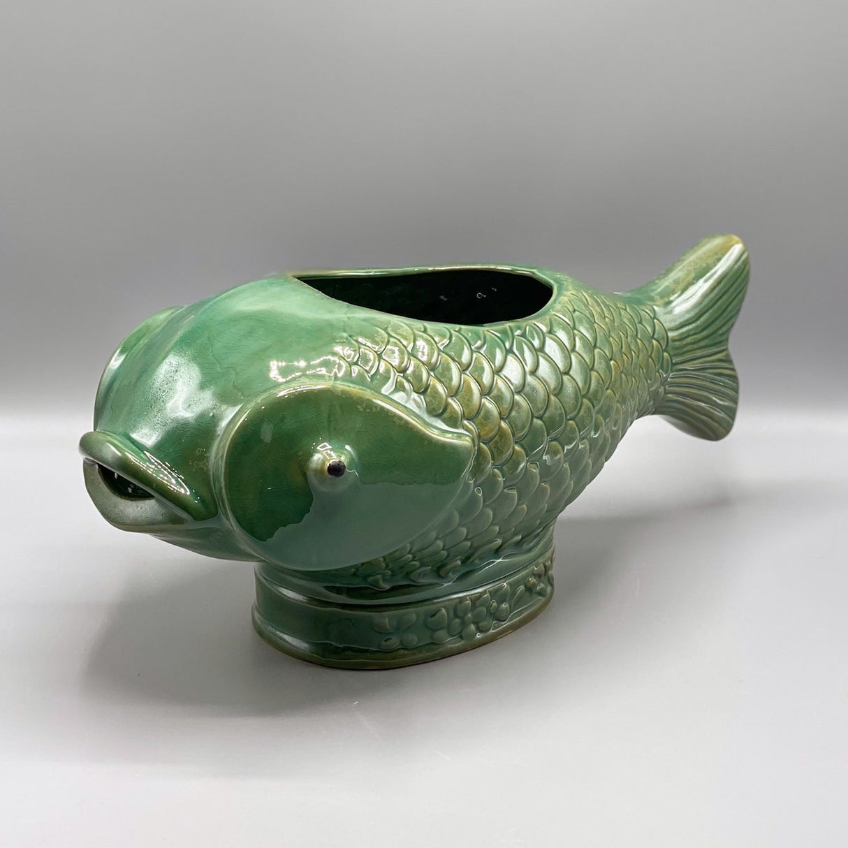 Turquoise Debossed Ceramic Fish Planter