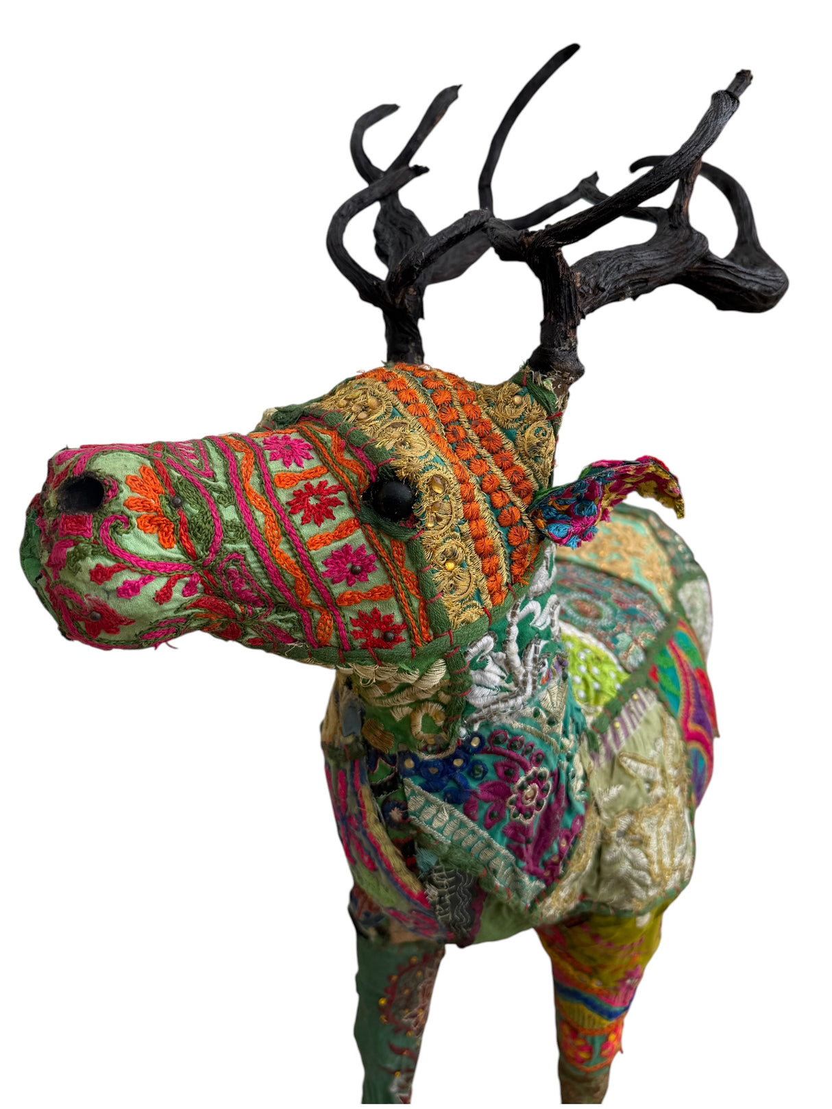 Kantha Patchwork Reindeer Figurine