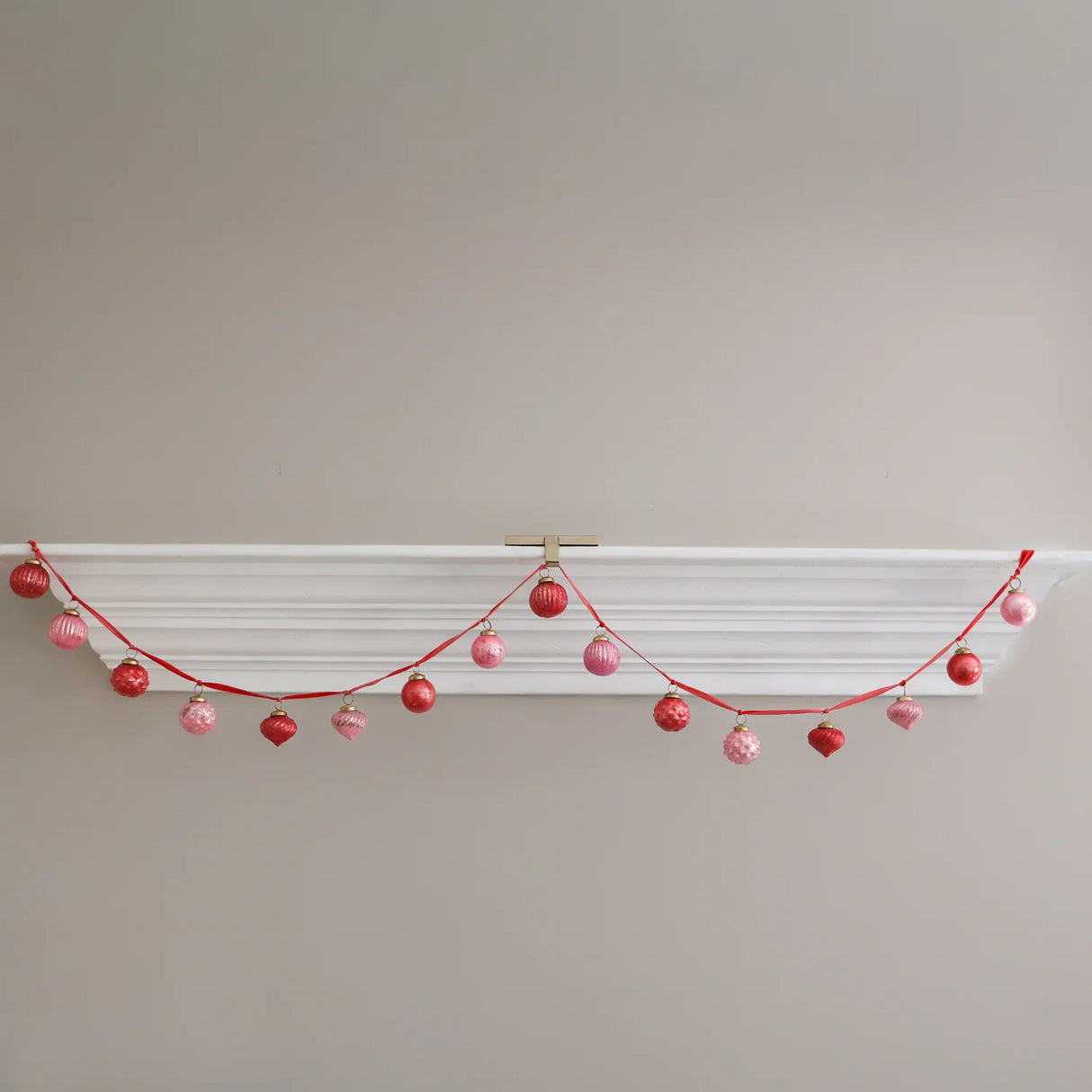 Pink & Red Mercury Glass Ornament Garland