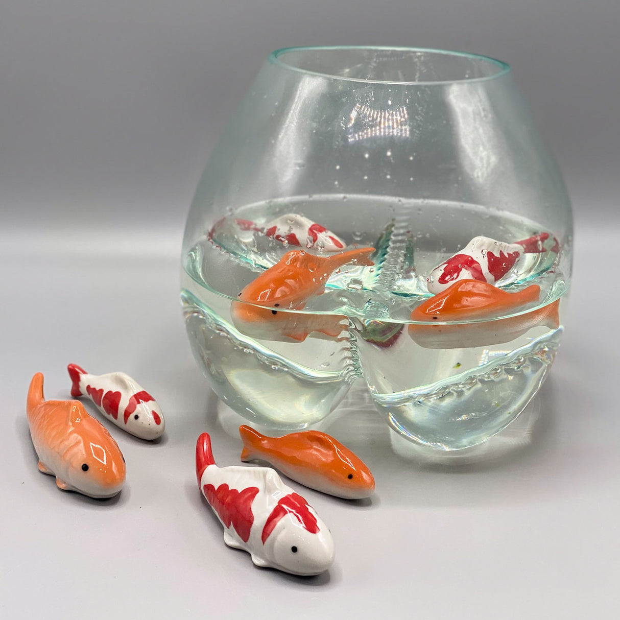 Ceramic Floating Orange & Red Koi Fish
