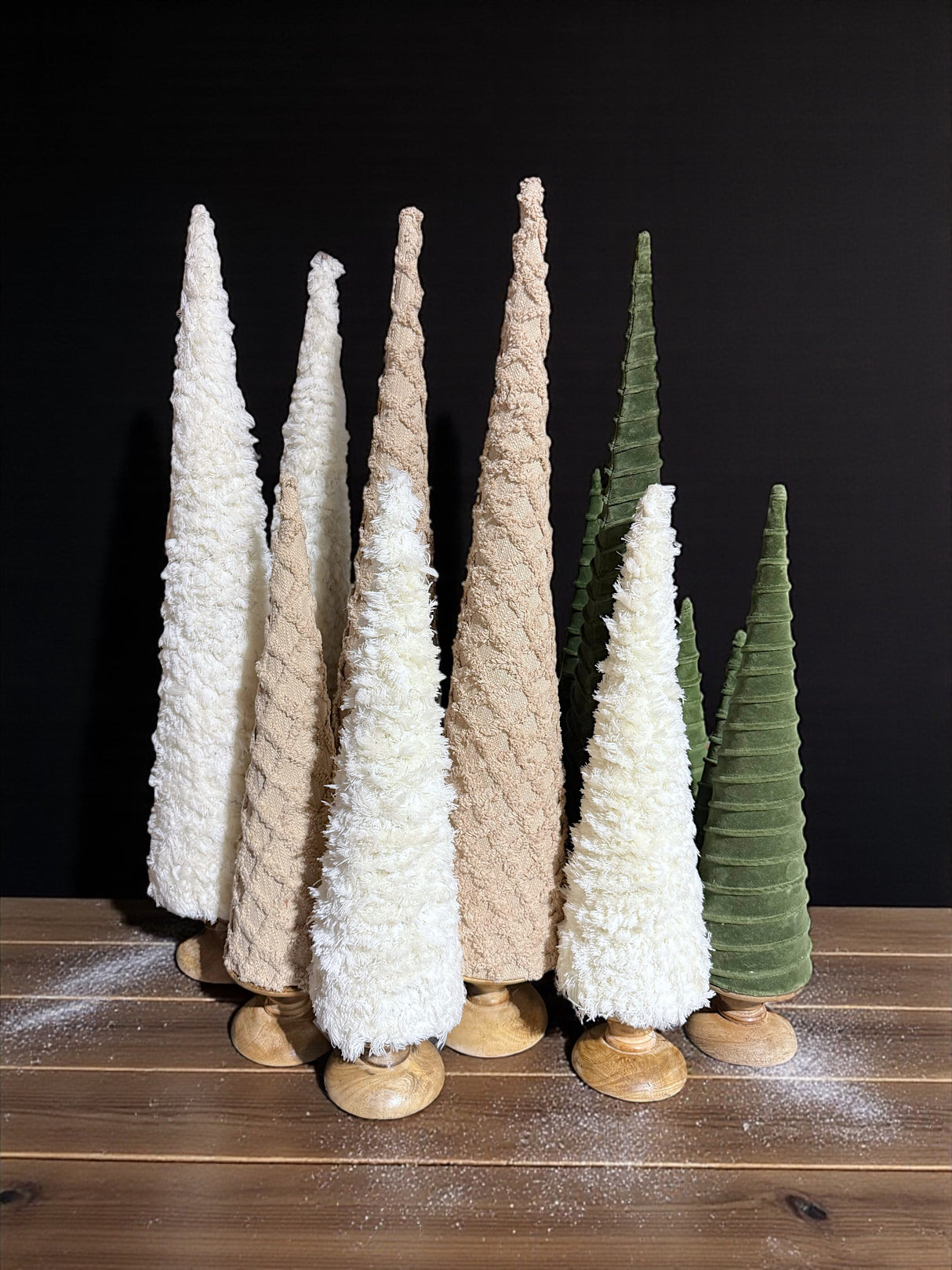 Green Velvet Sprial Cone Trees