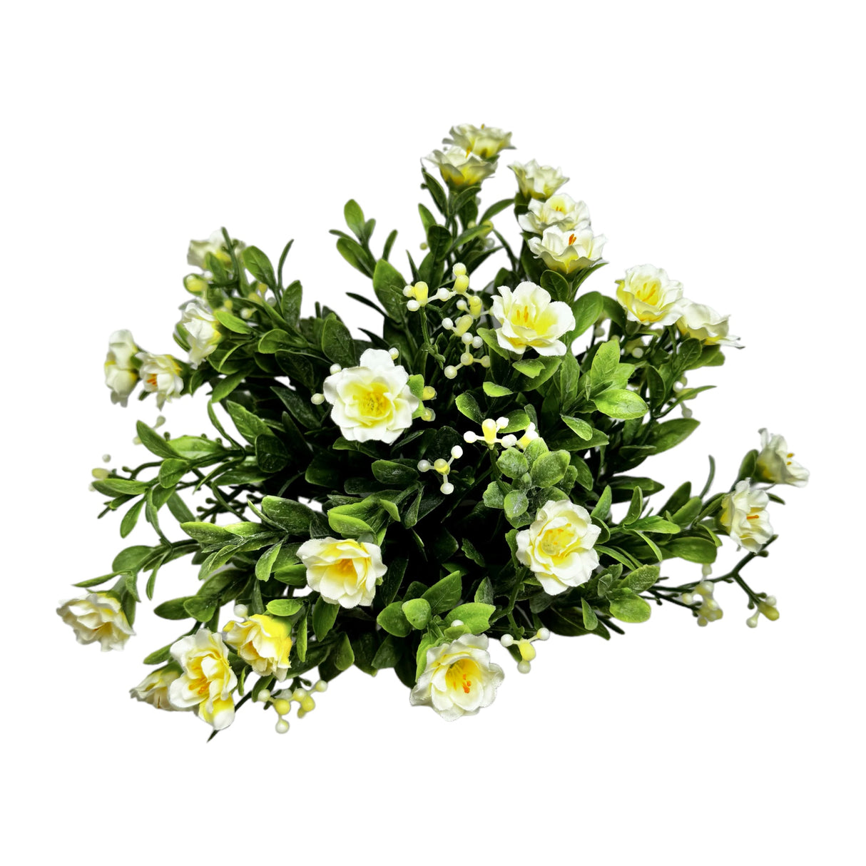 Starlight Veil Half Sphere Faux Spring Green Bush with Yellow Flowers