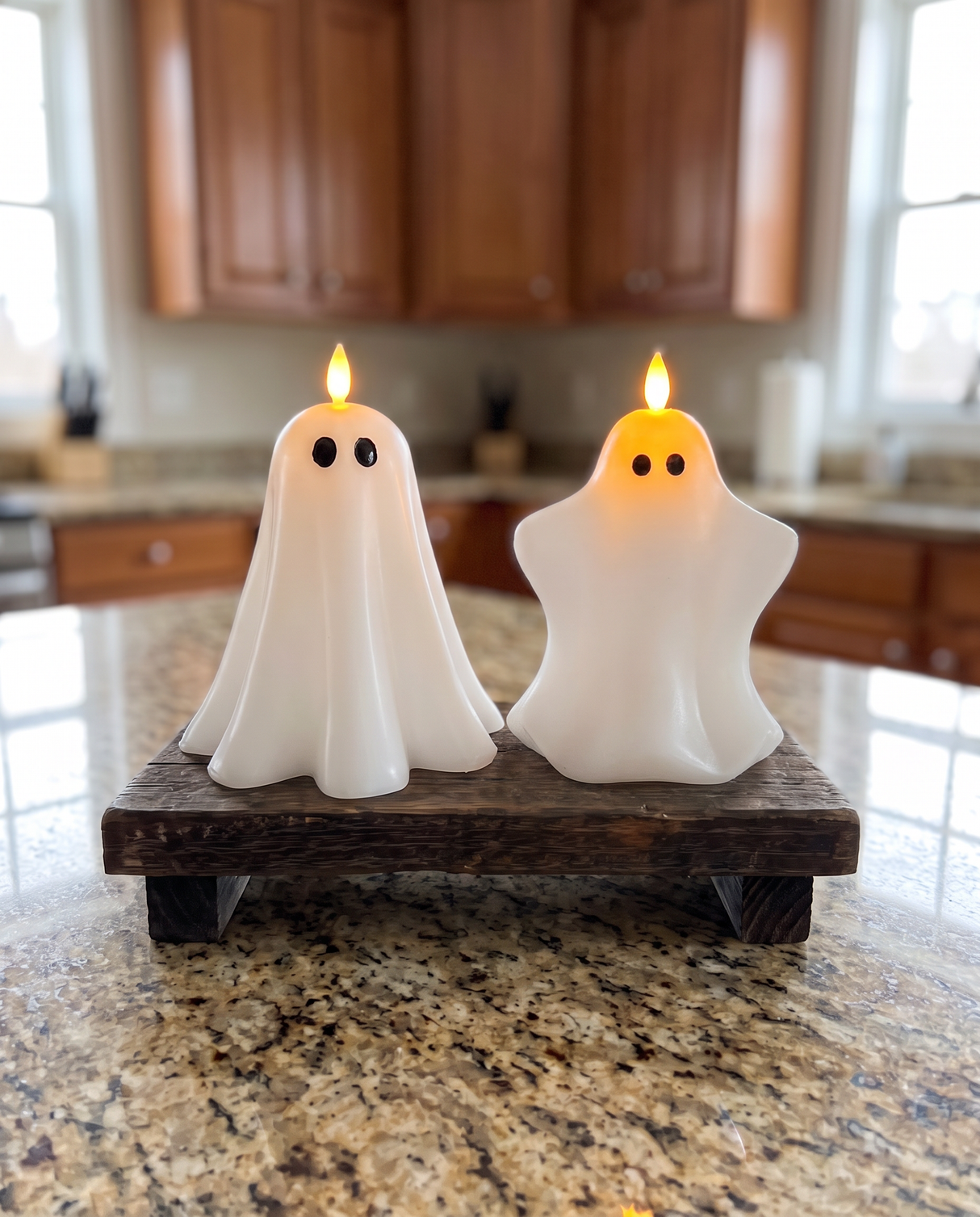White Ghost Moving Flame LED Wax Candle