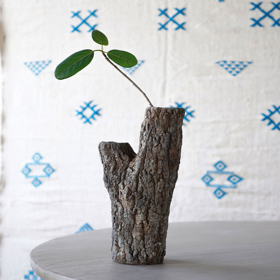 Faux Bois Wood Concrete Vase