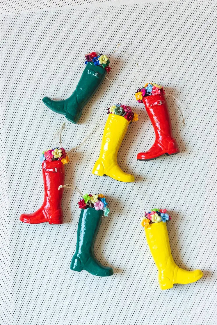 Paper Mache Gardener’s Wellie Boot Ornament