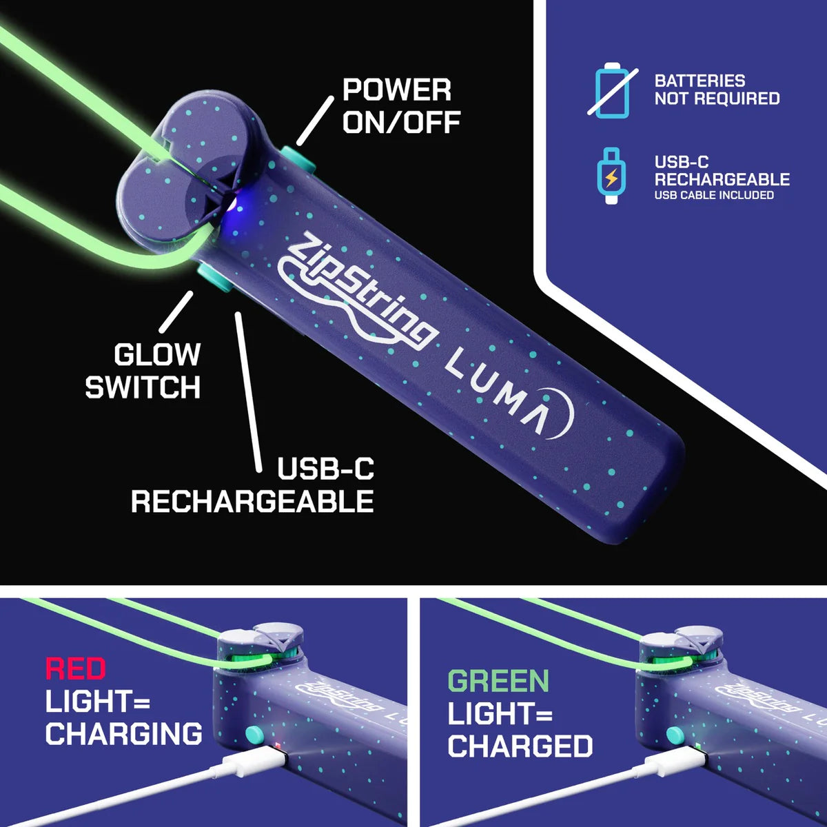 ZipString Luma Glow String Toy
