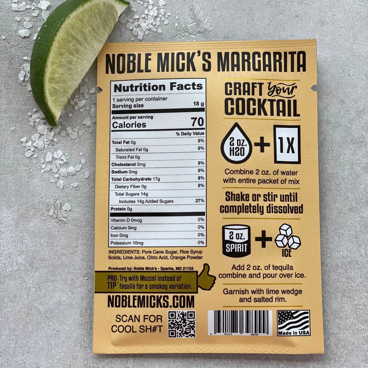 Margarita Single-Serve Craft Cocktail Mix | Noble Mick's