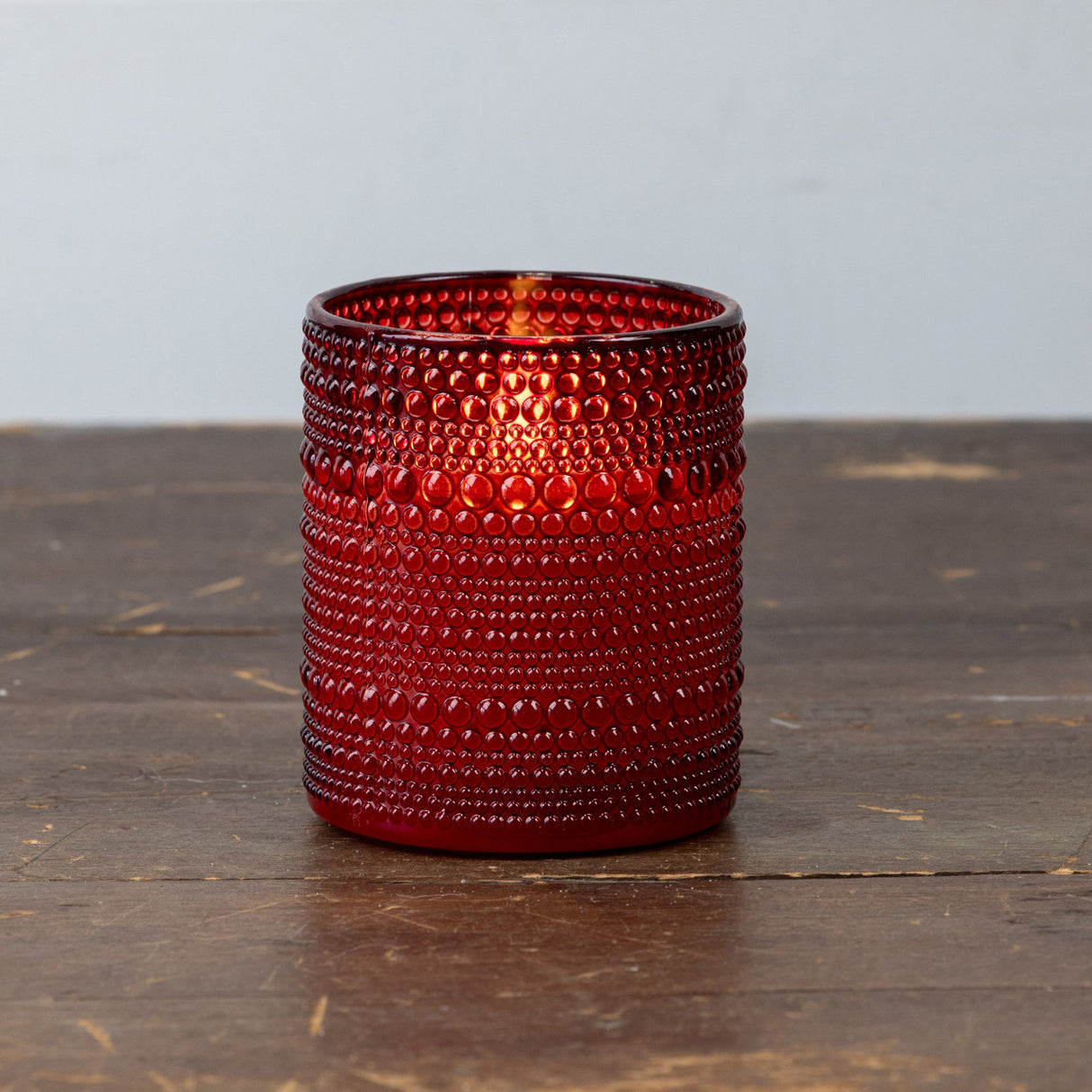 Red Dotted Glass 3D Flame Wax Candle | 2 Sizes