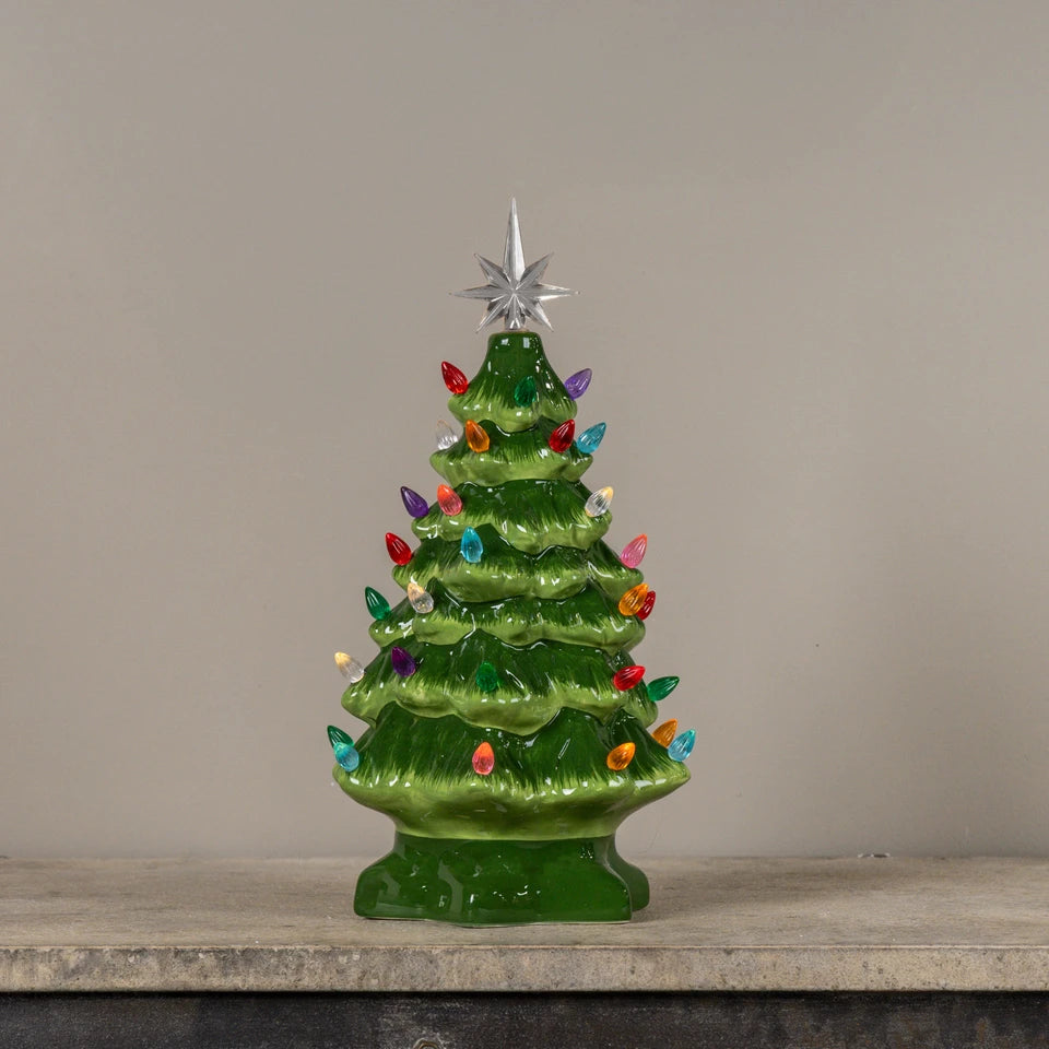 Retro Ceramic Christmas Tree with Colored Lights