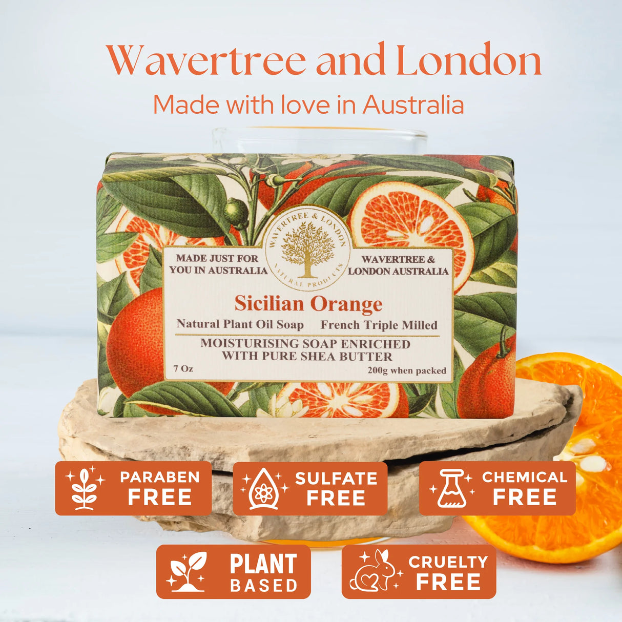Sicilian Orange Triple-Milled Soap Bar | Wavertree & London