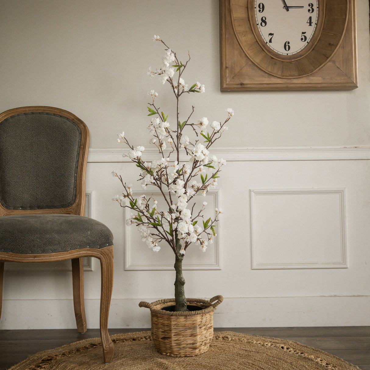 Faux White Cherry Blossom Potted Tree | 4'