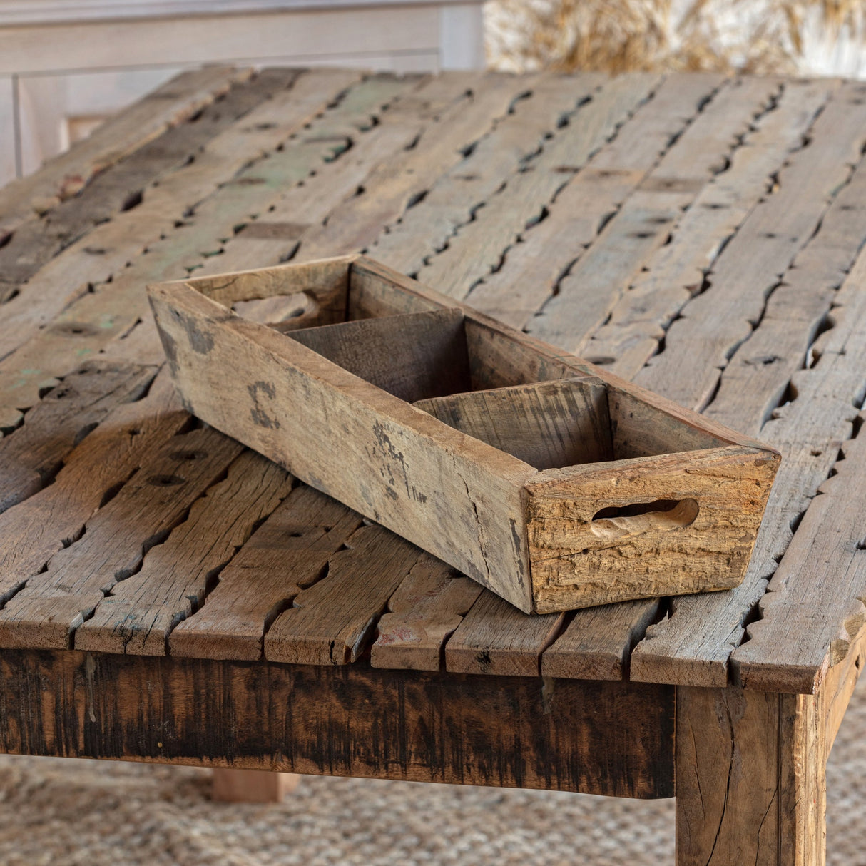 Primitive Three Brick Mold Wood Planter