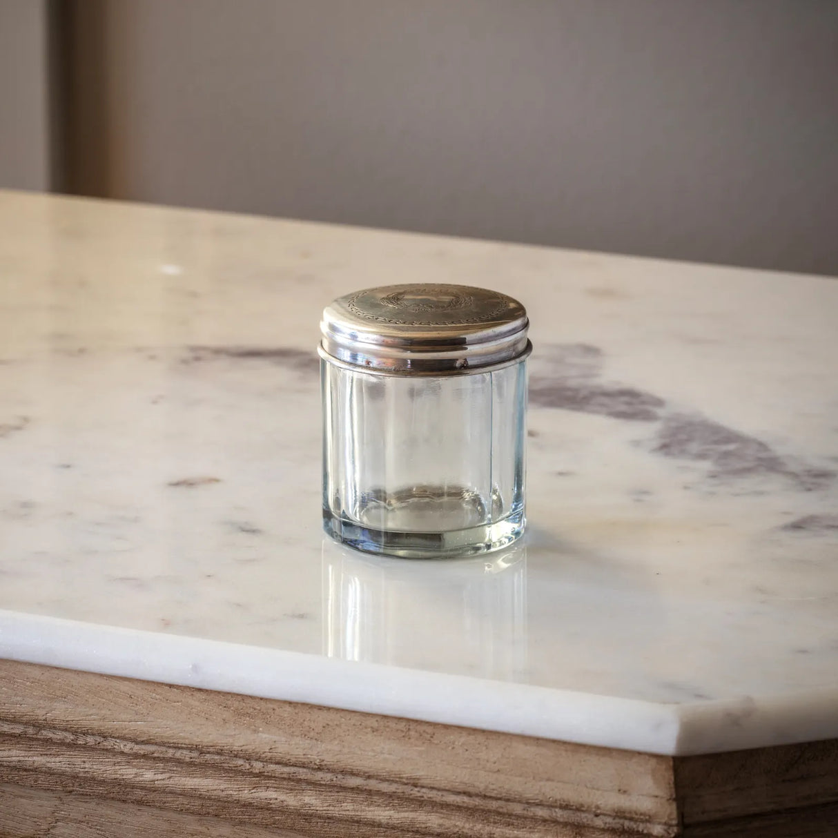 Vintage-Inspired Silver Etched Glass Vanity Jars