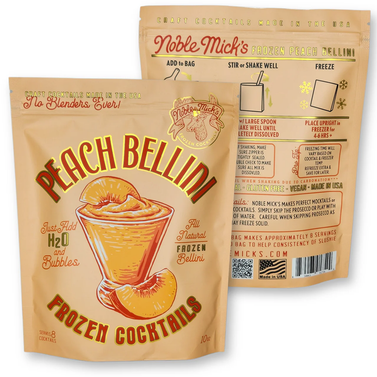 Frozen Peach Bellini Cocktail Slushi Mix | Noble Mick's