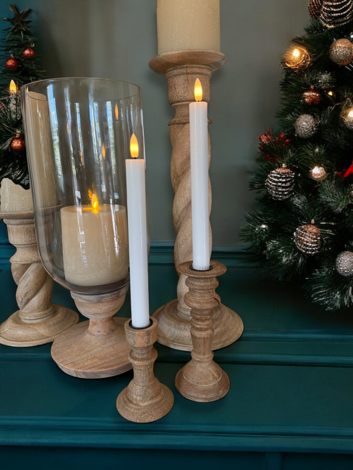 White 3D Flameless Taper Candles (Set of 2)